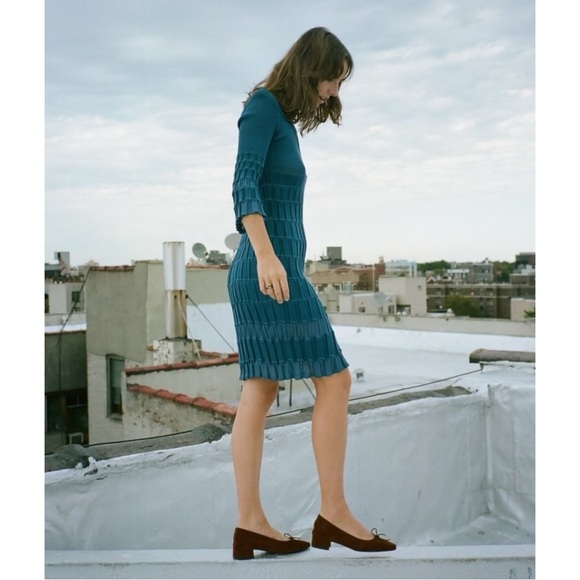 Missoni Blue Fitted Cotton Blend Knit V-Neck Mini Dress with Matching Liner - Picture 15 of 16